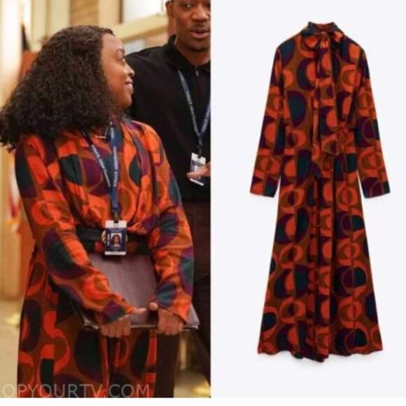 Zara Retro Geometric Print Midi Dress  Size Medium NEW WITH TAG! - Picture 8 of 12